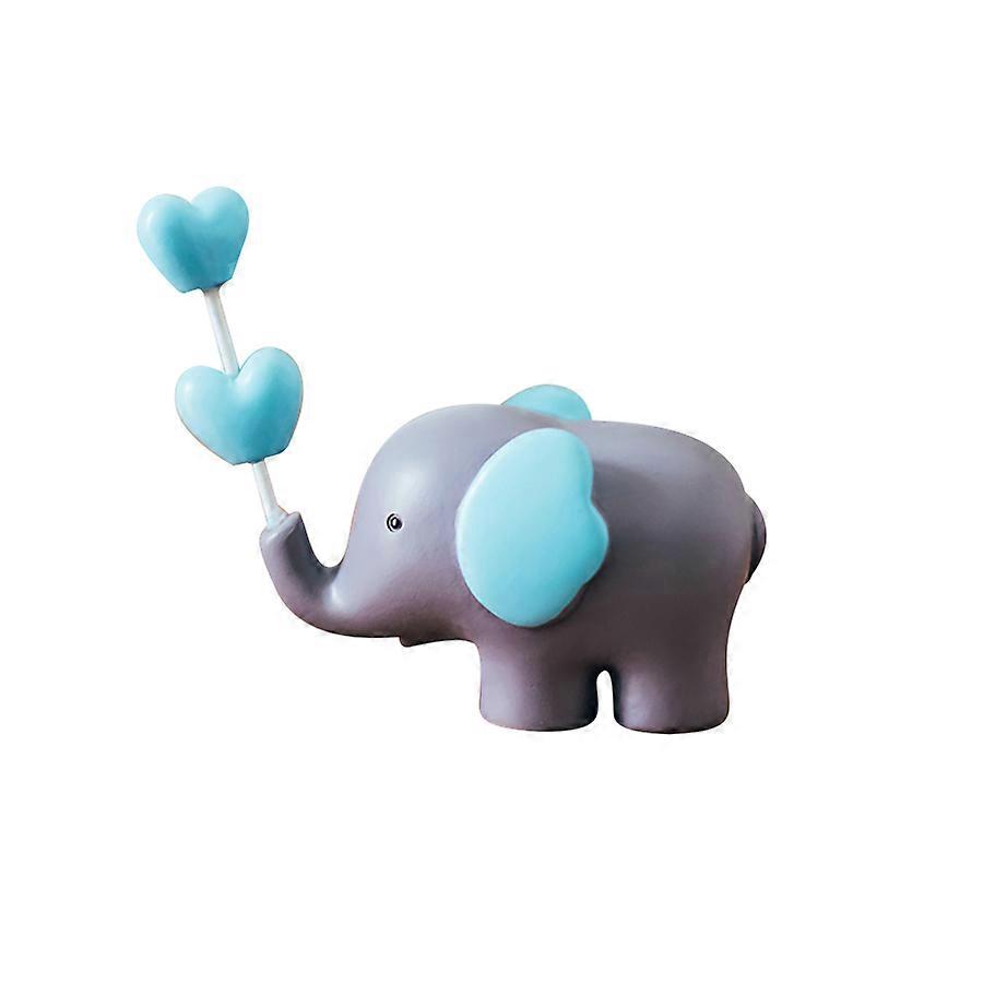 ブルーハートエレファントおもちゃ置物 - 理想的なバースデーケーキトッパー&カートンマウスの装飾