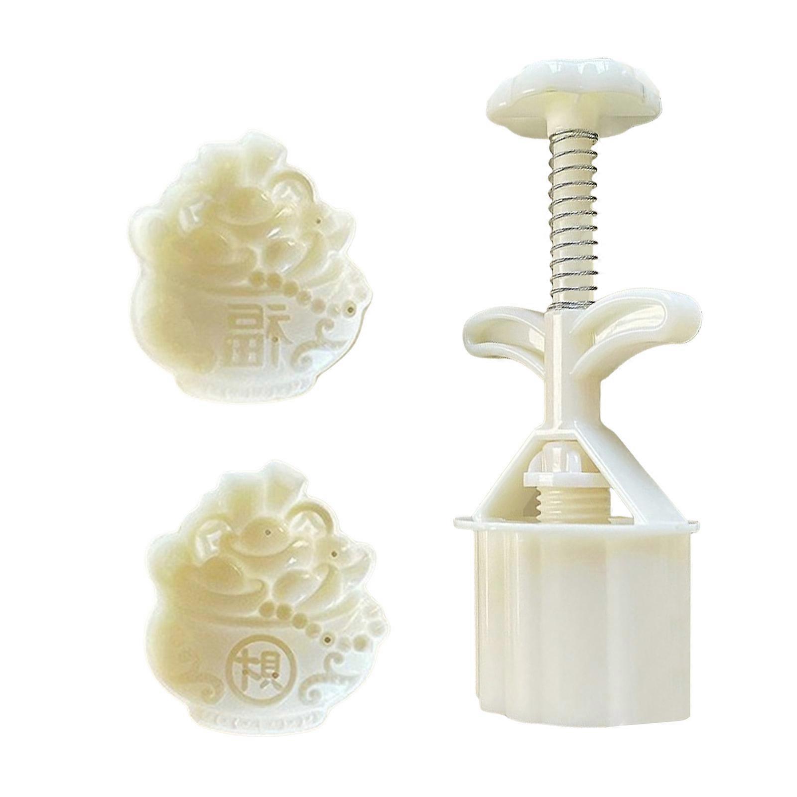 Safe Mooncakes and Dessert Molds Easy to Use Mooncakes Hand Press Handheld Treat Mould with 2 Festival Pattern