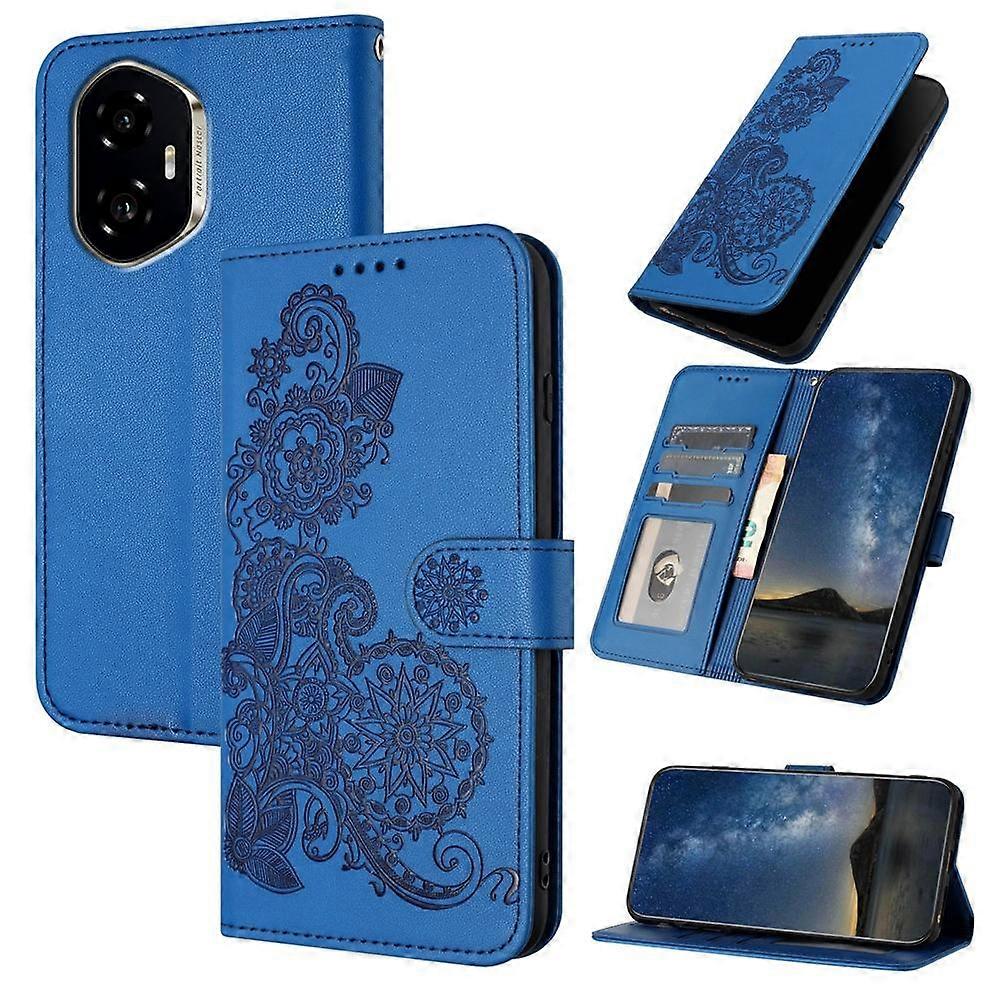 Datura Flower Embossed Flip Leather Phone Case