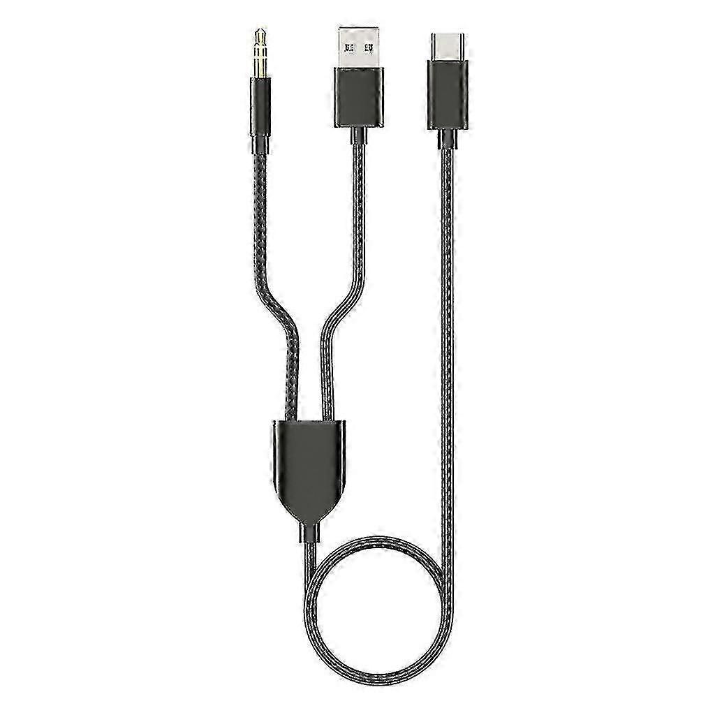 1 Split 2 Type C To Usb A 3.5mm Aux Cable Hifi Sound For Car Sers