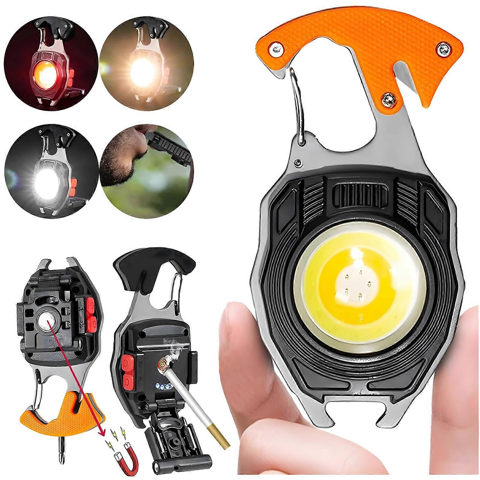 Durable Keychain Light in Orange: 6 Modes & Rechargeable