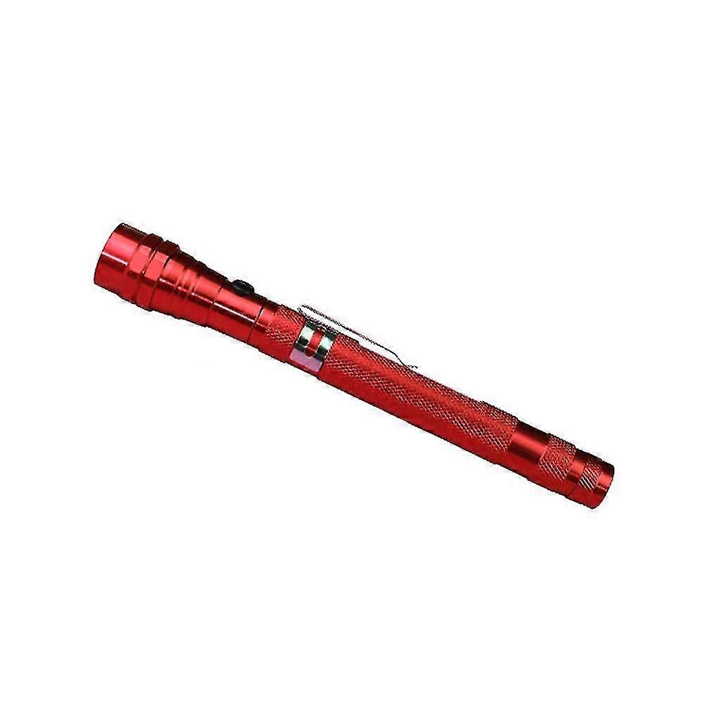 Multipurpose Led Flashlight Solid Color Stretchable Illuminated Magnetic Electric Torch Metal(Red)