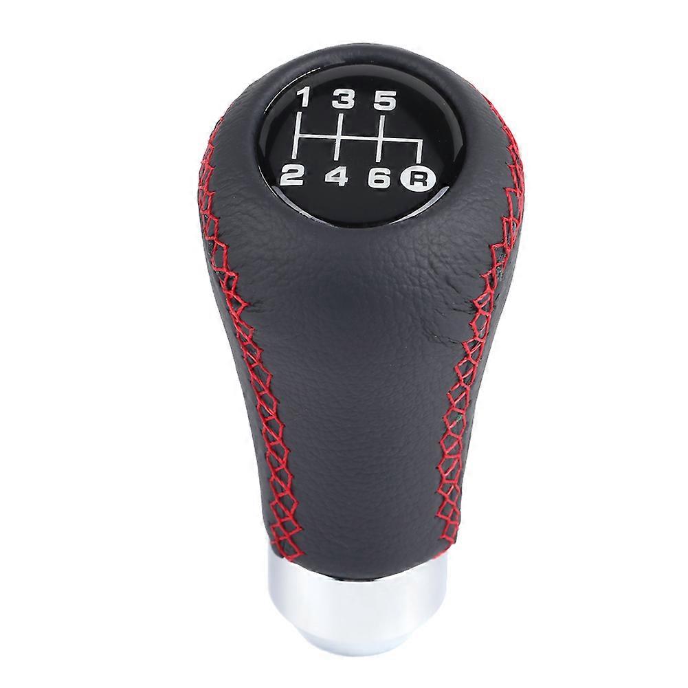 Universal Car Vehicle 6 Speed Gear Shift Knob PU Shifter Stick with 3 Hoses Red
