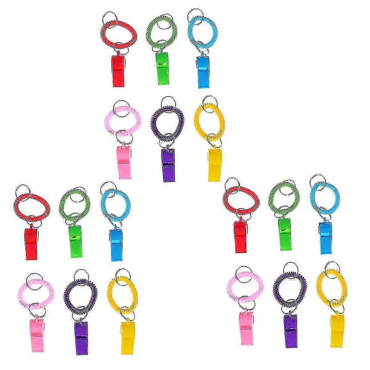 18pcs Key Pendant Creative Plastic Whistles Spiral Bracelet Colorful ...