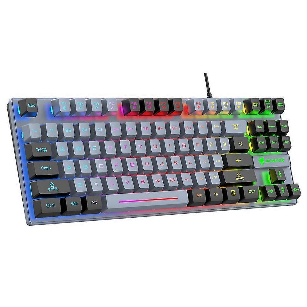 XUNFOX K10 USB Wired Mechanical Hand-Feel Keyboard 87 Keys Gamer Keyboard with Colorful Backlight