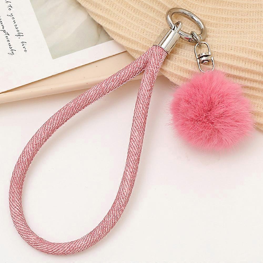 Plush Phone Charm Keychain Pendant Cell Phone Case Strap-Pink