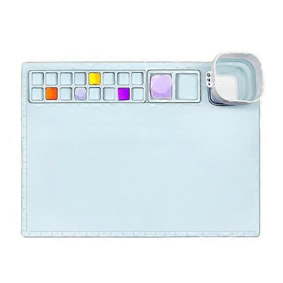 Silicone Painting Mat with Cleaning Cup Efficient Mixing Palette Drawing Pad Graffiti Mat for Kids Artists
