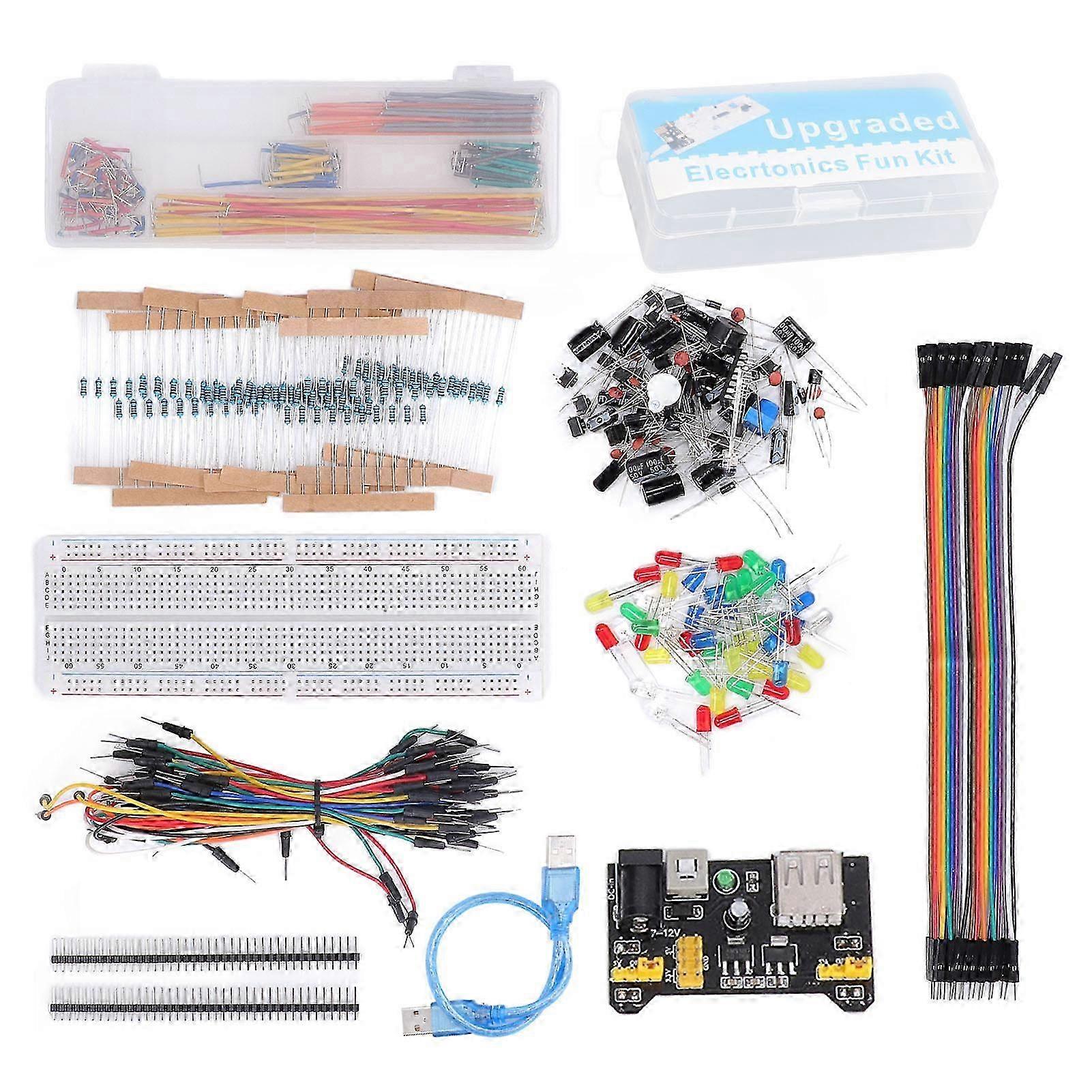 Electronics Component Kit Starter Fun Assortment with 830 Tie Points Breadboard for R3