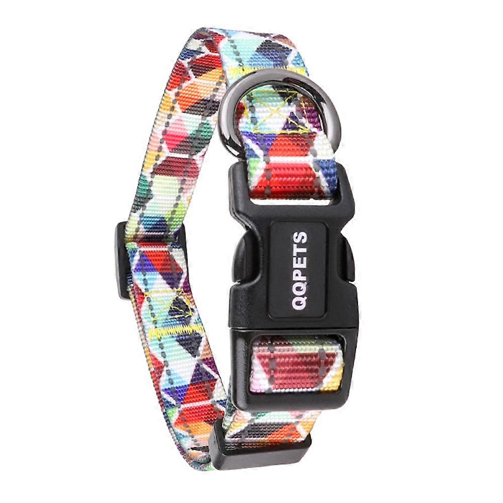 Geometric Pattern Dog Collar, Adjustable for All Sizes, Soft Polyester Material, Unique Pattern Design, Quick Release Buckle, Durable Metal D-Ring,