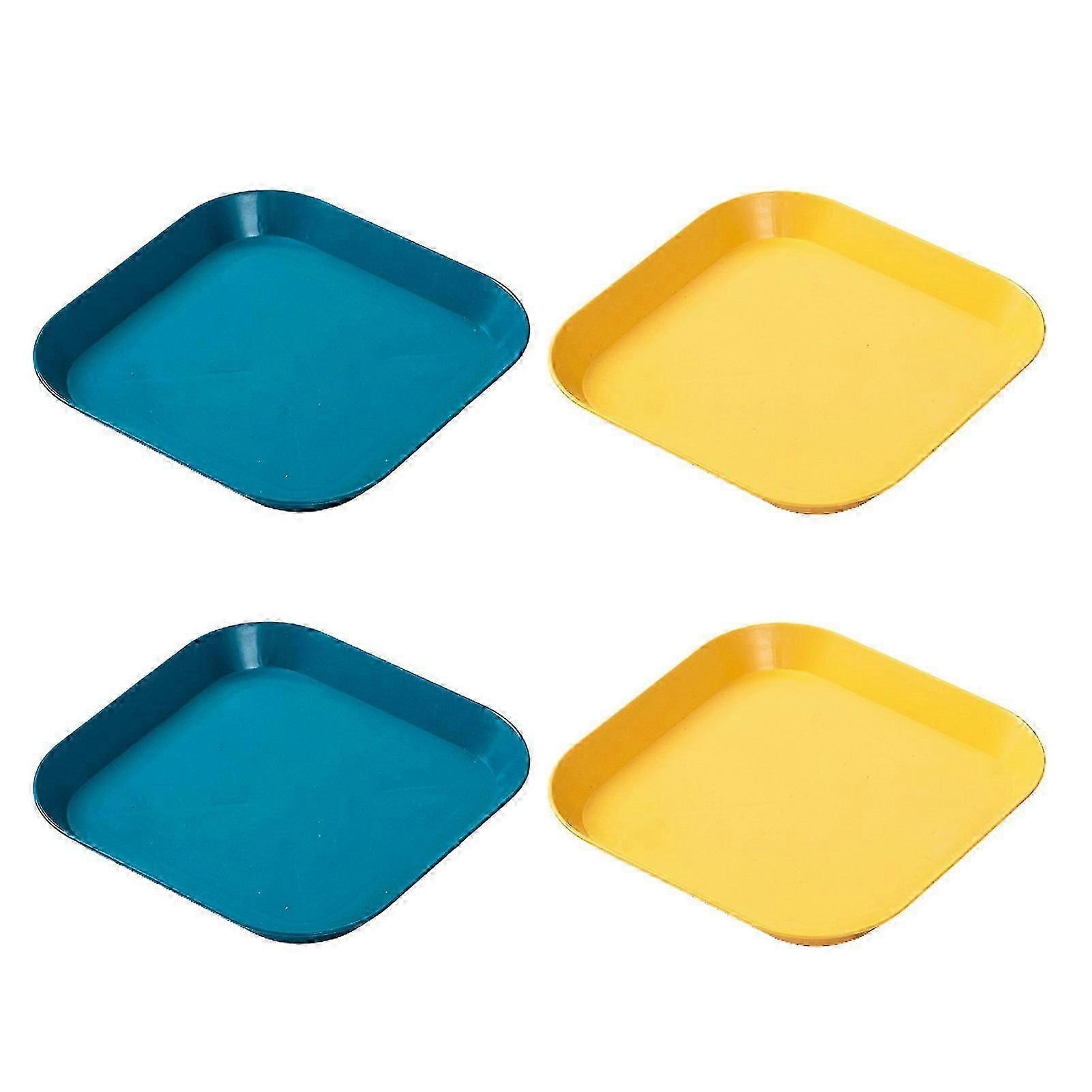 Ensemble d’assiettes à manger compactes empilables à bord rond pour enfants 4pcs