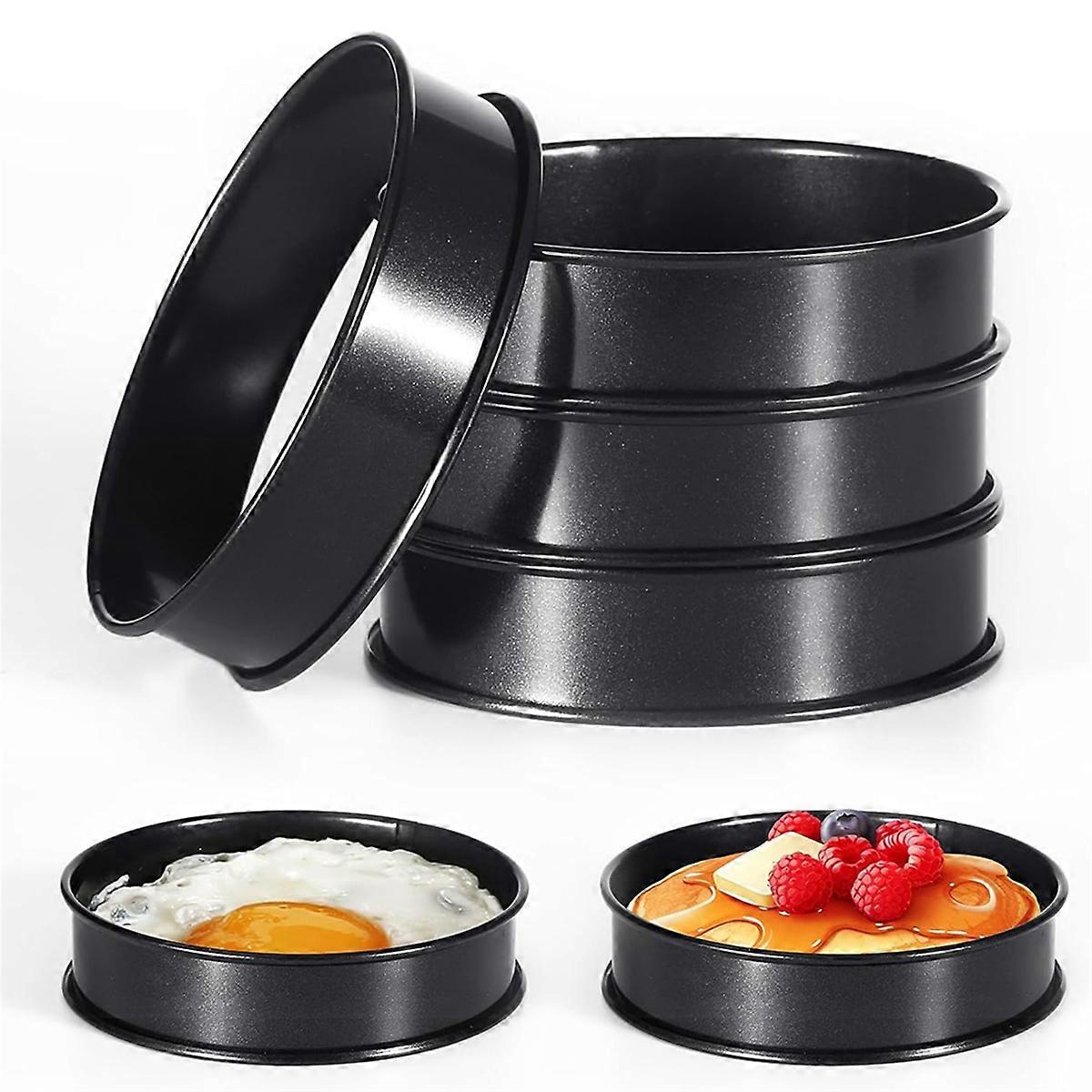 6Pcs Crumpet Rings 4 Inch Double Rolled Round Mold for Baking Cooking