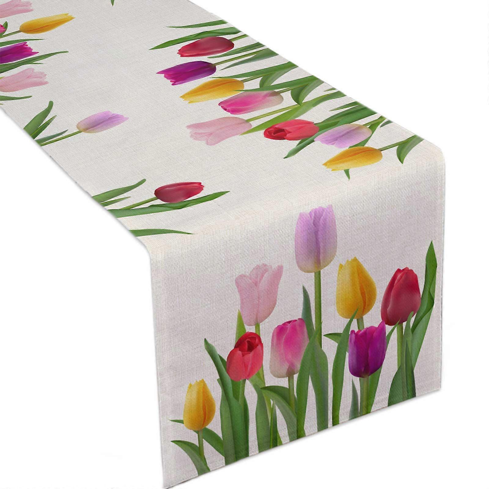 Table Runner 33x183cm Flower Print Waterproof Coating Dining Table Runner