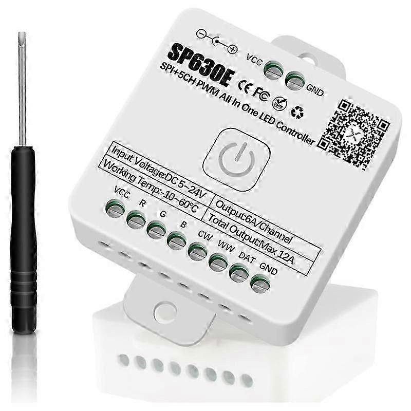 SP630E Bluetooh LED-kontrollerstøtte PWM ensfarget CCT, RGB, RGBW, RGBCCT og SPI TTL IC Chip LED