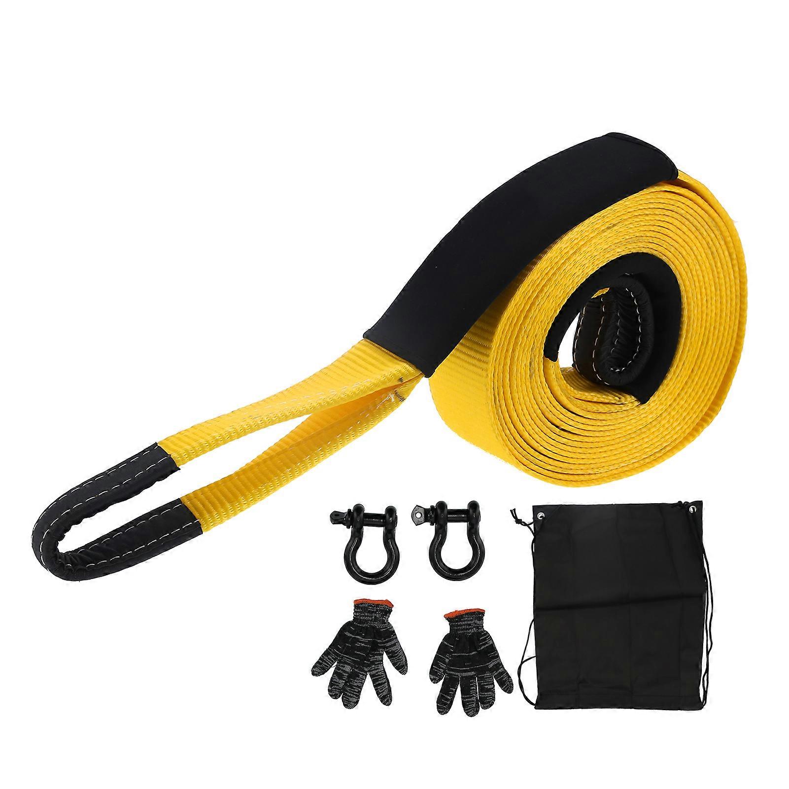 Towing Rope Polyester Shackle Recovery Tow Strap Trailer Dragging Accessories 15 Tons