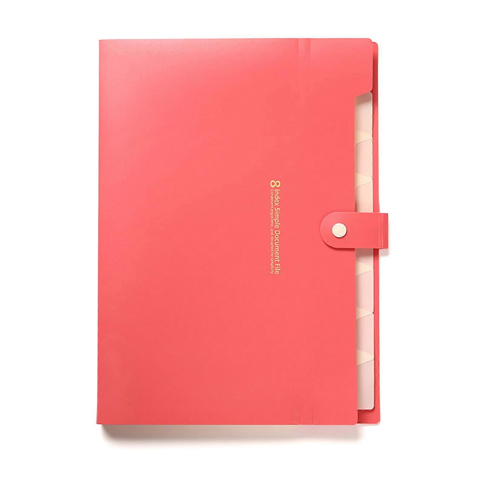 8 Pocket Expandable File Folder Accordion Folder Expanding Document Wallets with Snap Button Lock for Office watermelon red