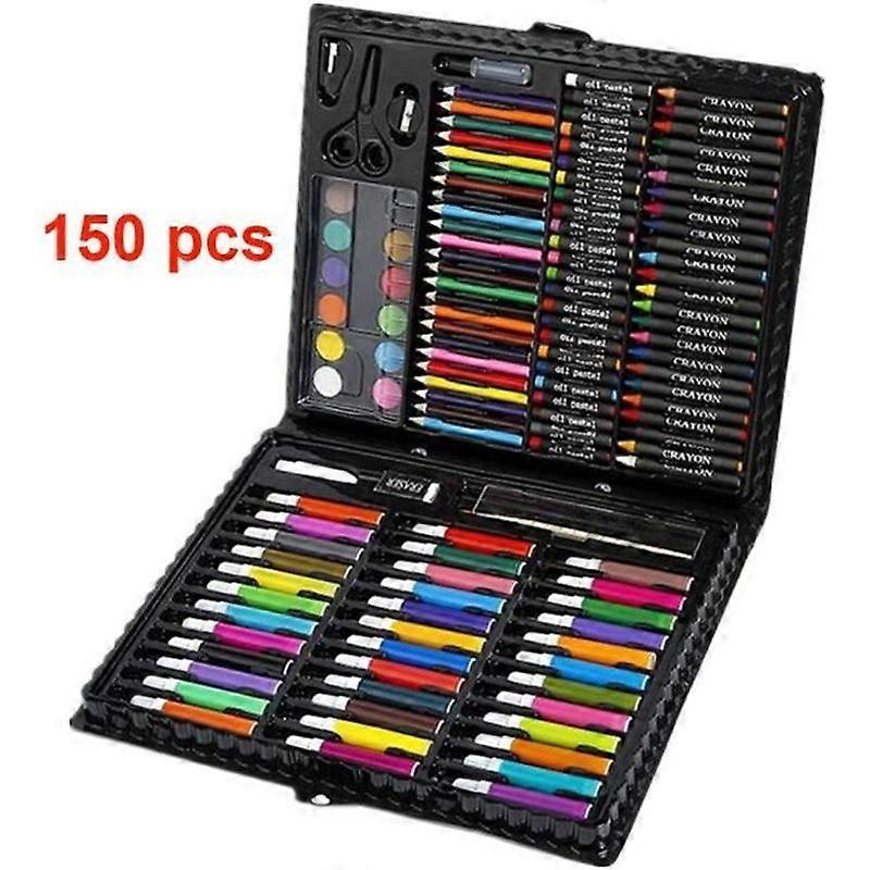 150pcs Drawing Colored Pencils Chalks Oil Pastels Watercolors and Many Accessories Contains Drawing Set