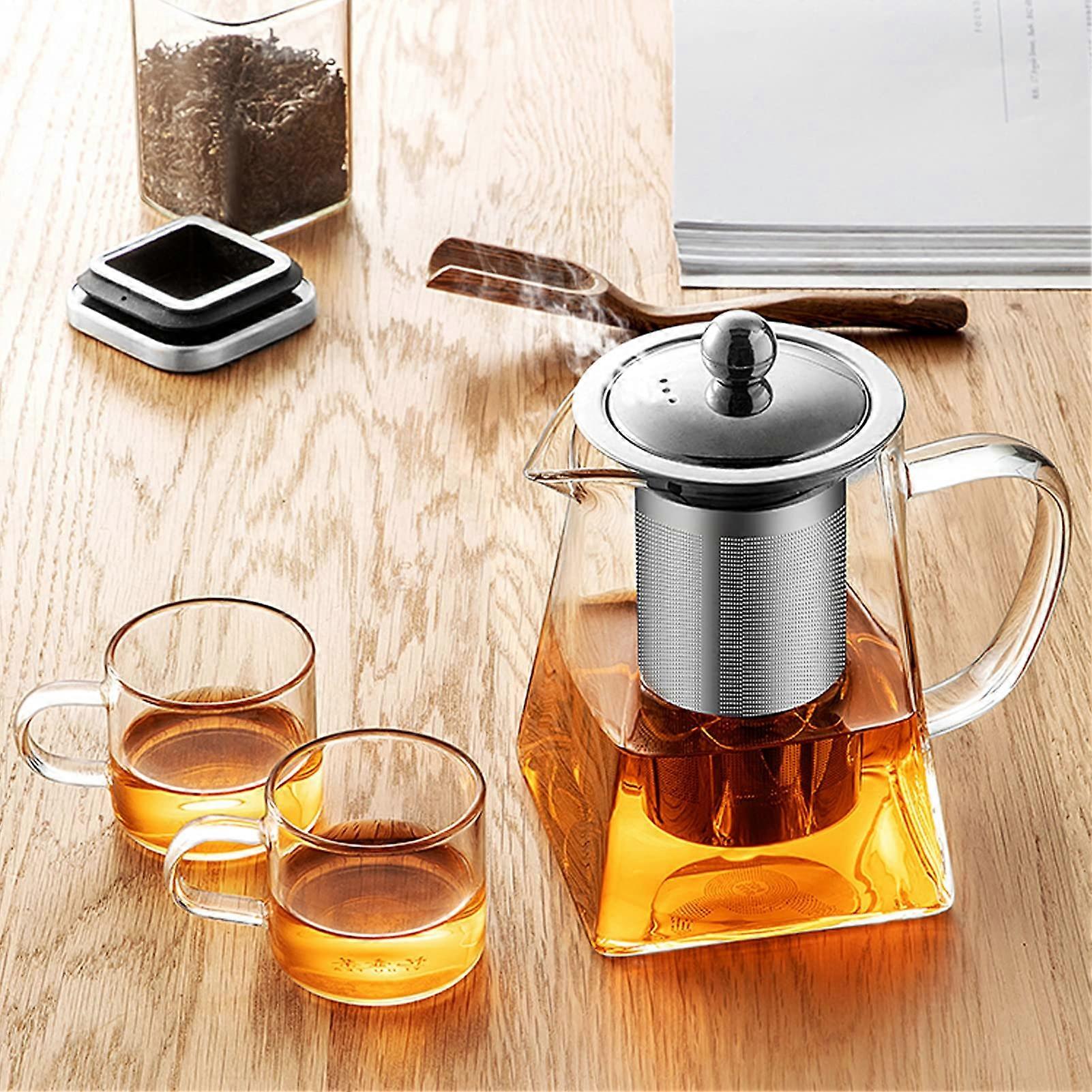 Glass Teapot with Removable Tea Infuser for 550ml Loose Leaf Tea Brewing on Stove Top, Heat-Resistant Borosilicate Glass