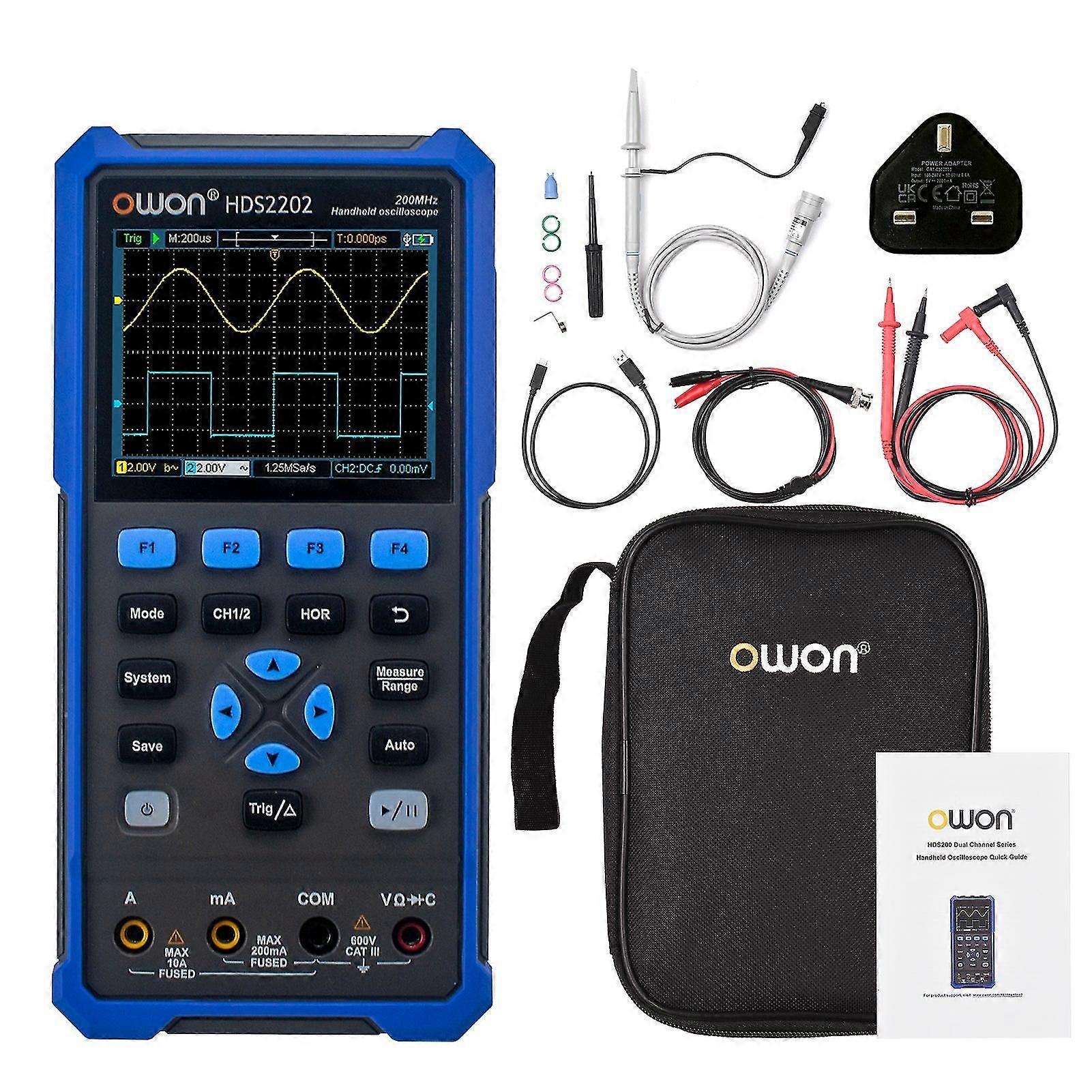Owon Hds2202 3.5in Digital Oscilloscope Multimeter 200mhz 1gsa/s Dual Channels Oscilloscope True Rms 20000 Counts Multi Tester