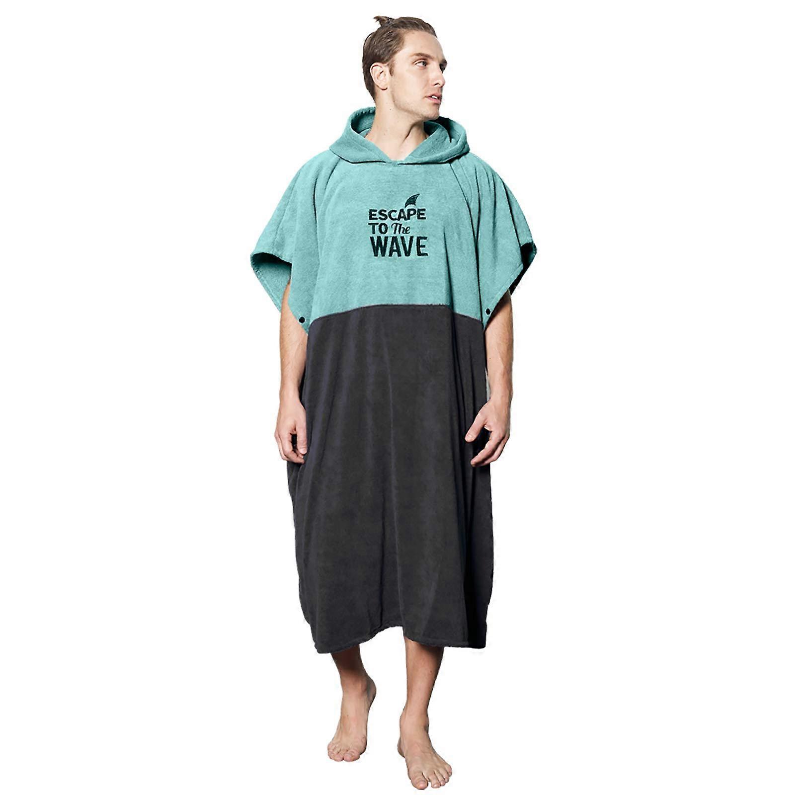 Hooded Beach Towel Changing Robe Extra Large Teal Blue Thick Quick Dry Microfiber For Beach
