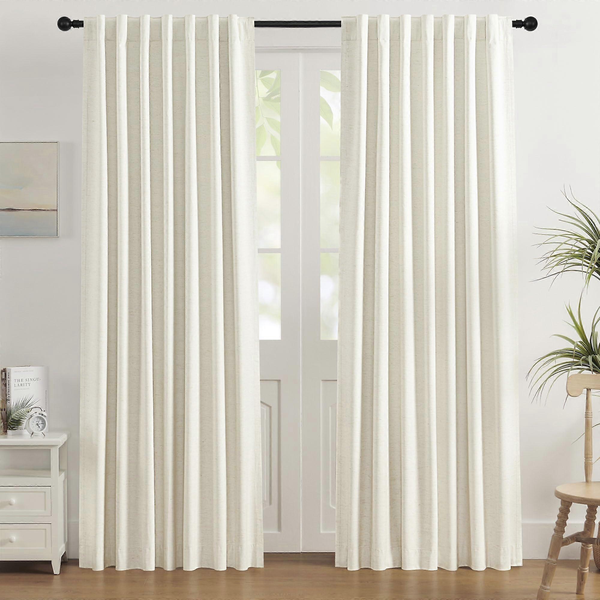 2 Panels Blackout Curtains 96 Inch Length for Bedroom, Thermal Insulated, Light Blocking, Energy Efficient, Elegant Black Design