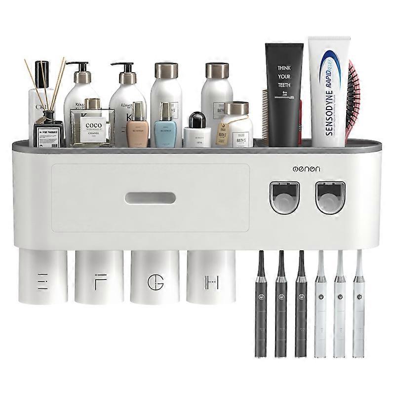 Bathroom Organizer: Automatic Toothpaste Dispenser, Wall Mounted Toothbrush Holders, Vacuum Pump Technology For Consistent Squeezing, Precision