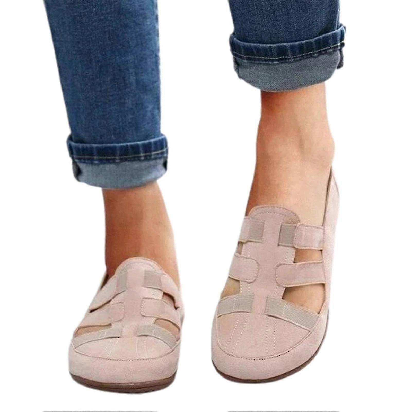 Super Soft pantofi de mers pe jos pentru femei cu Hollow Instep Breathable Slip pe pantofi cu talpa de cauciuc-r