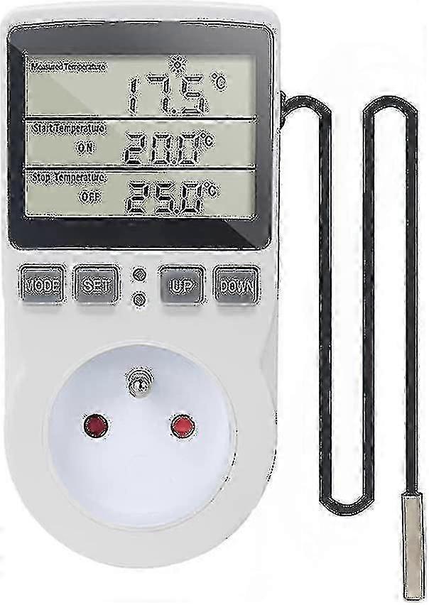 220v Digital Temperature Controller Thermostat Socket Heating Cooling With Probe, Lcd Temperature Controller Socket For Fridge Incubator Greenhouse Fa
