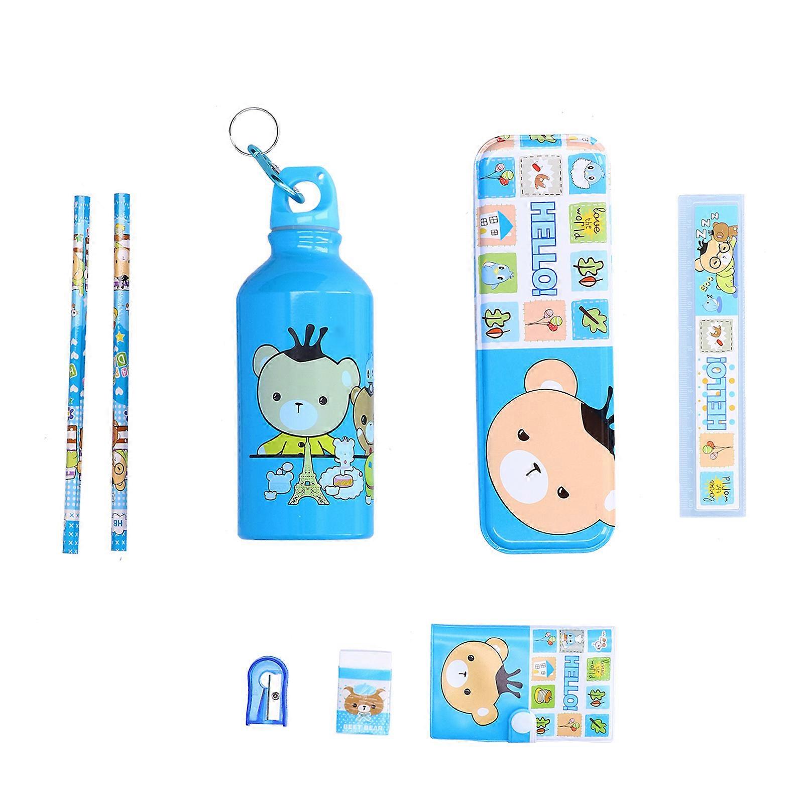 Kids Stationery Set Lovely Design Complete Tools Easily Use Cartoon Pattern Pencil Storage Box for Children