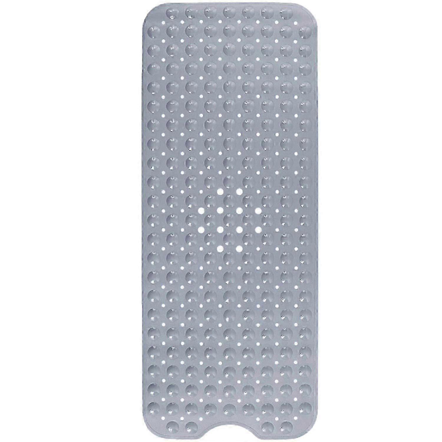 Non-Slip Bath Mat,100 x 40cm,Extra Long Machine Washable,with Suction Cup PVC Material(Grey)