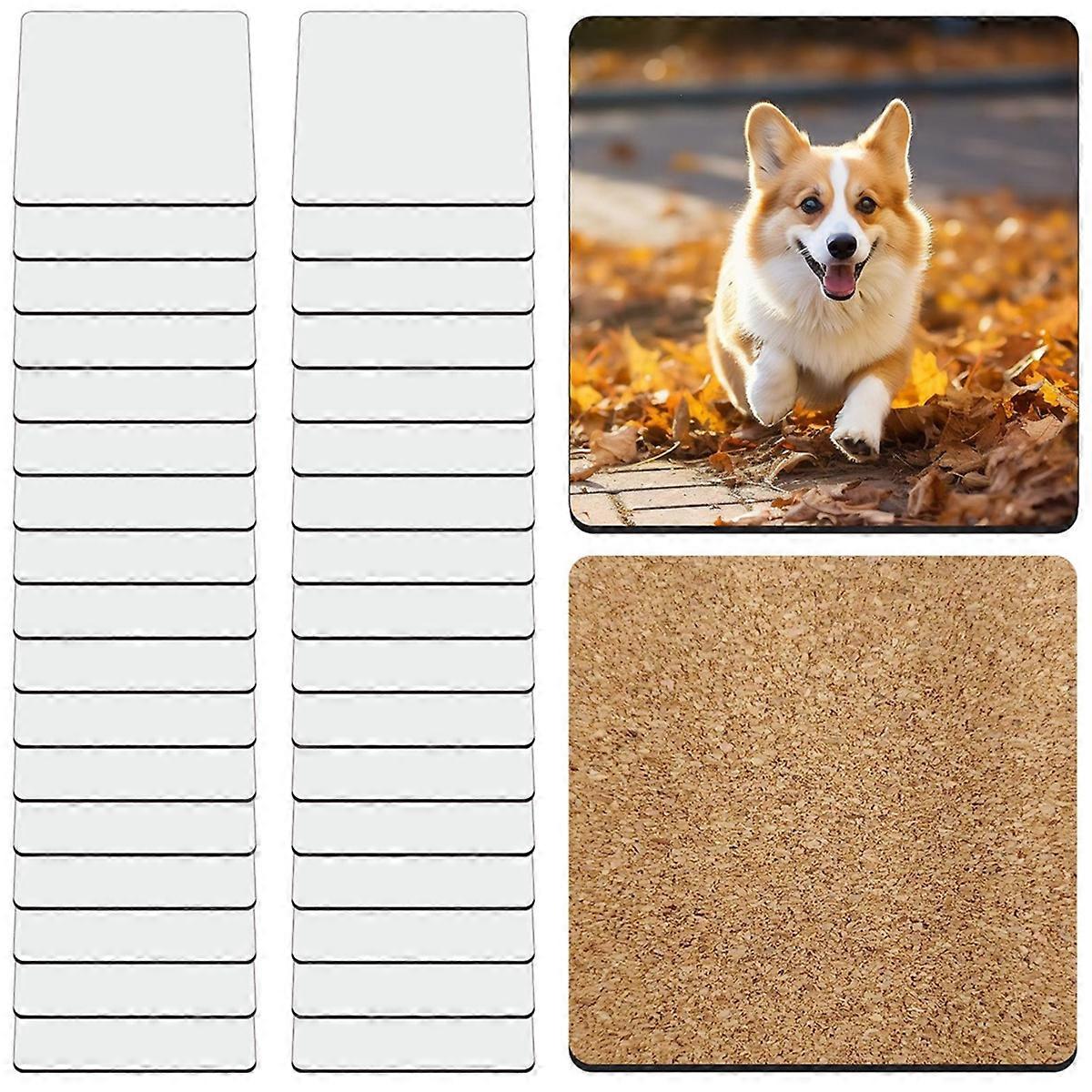 30 Pcs Sublimation Square Coaster Blanks Cork 3.86x3.86 Inch