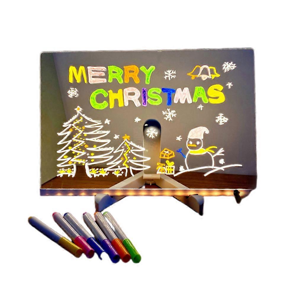 Led Note Board With 7 Colors Pen, Glowing Acrylic Dry Erase Board With Led Light & Stand, Light Up Diy Message Board Desk Whiteboard