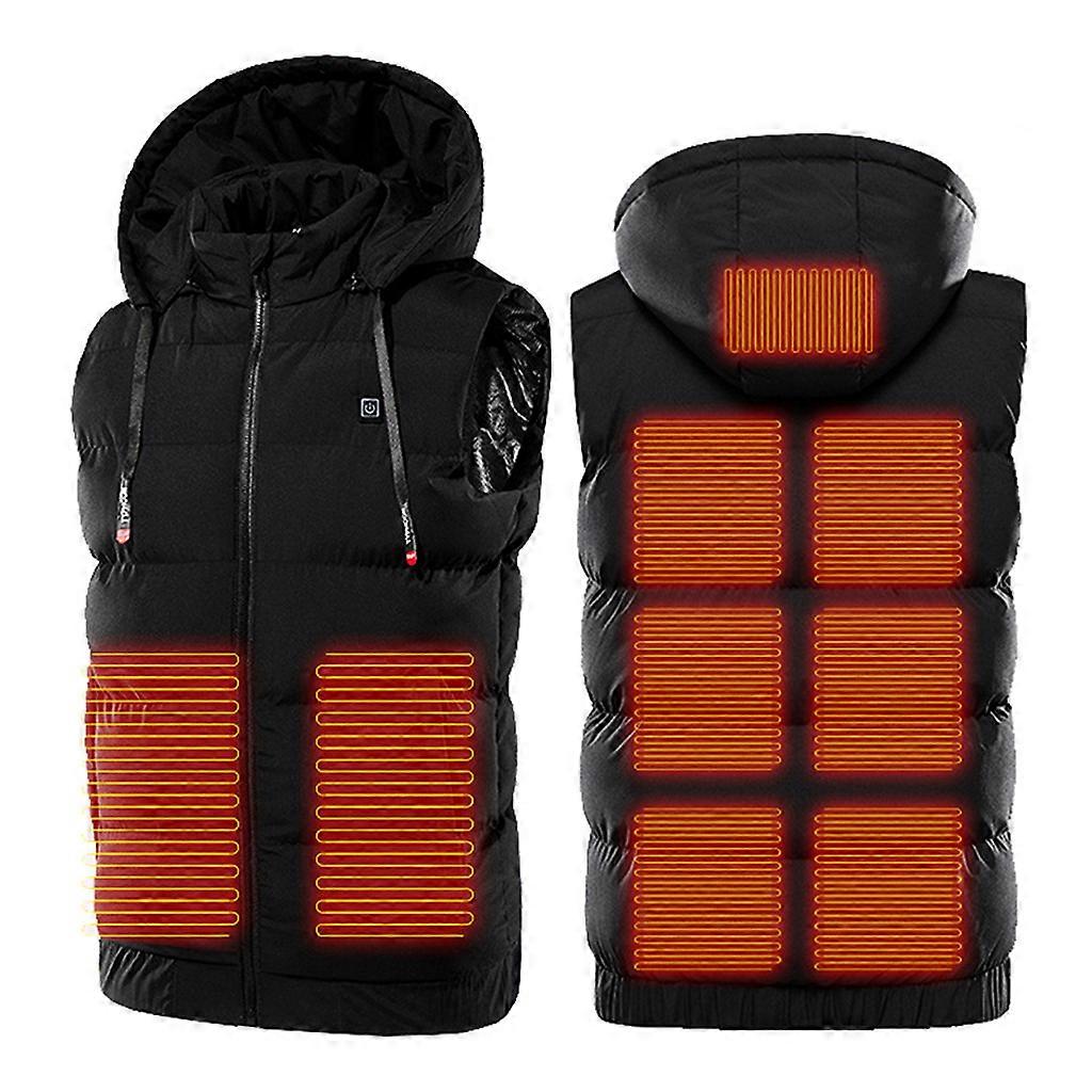 Continuous Heating Sleeveless for Jacket USB Heated Vest for Men Winter Cycling Vest with 9 Heating Areas  XL