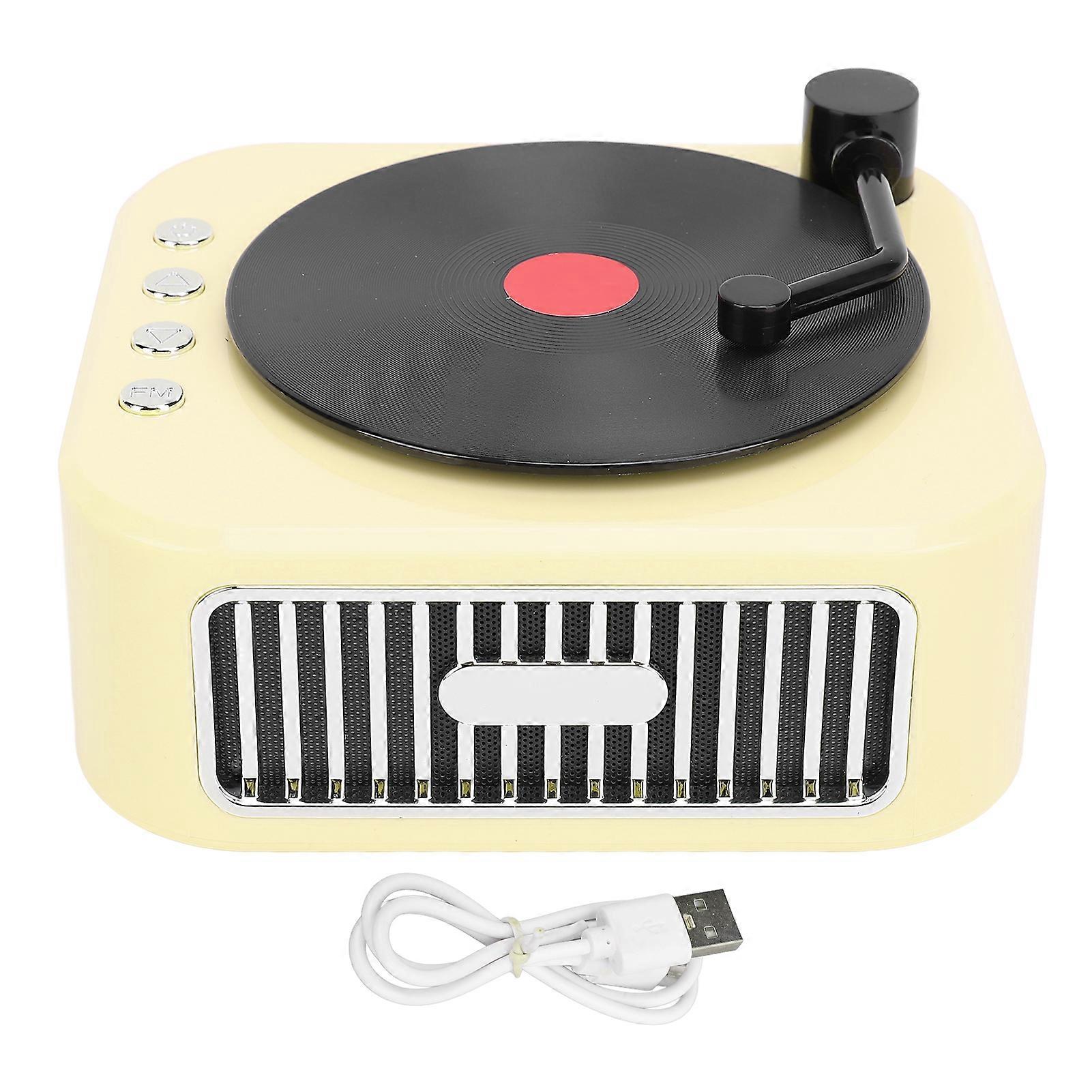 Record Player Style Bluetooth Old Fashioned Cute Look Immersive Sound Wireless Speaker Support Up To 32GB 1200mAh Battery