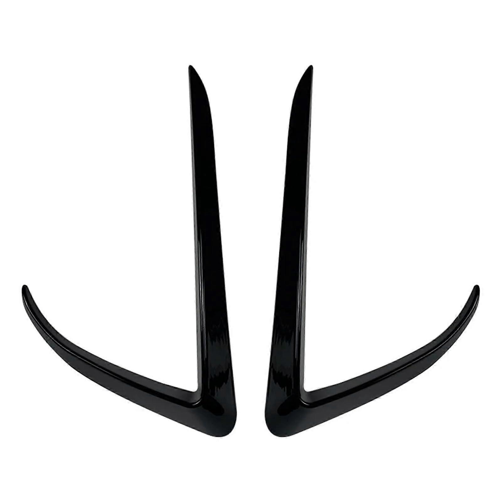 2Pcs Car Front Fog Light Lamp Eyebrow Cover Trim Decorative Compatible for Tesla Model X 2015 ABS Plastic(Glossy Black)