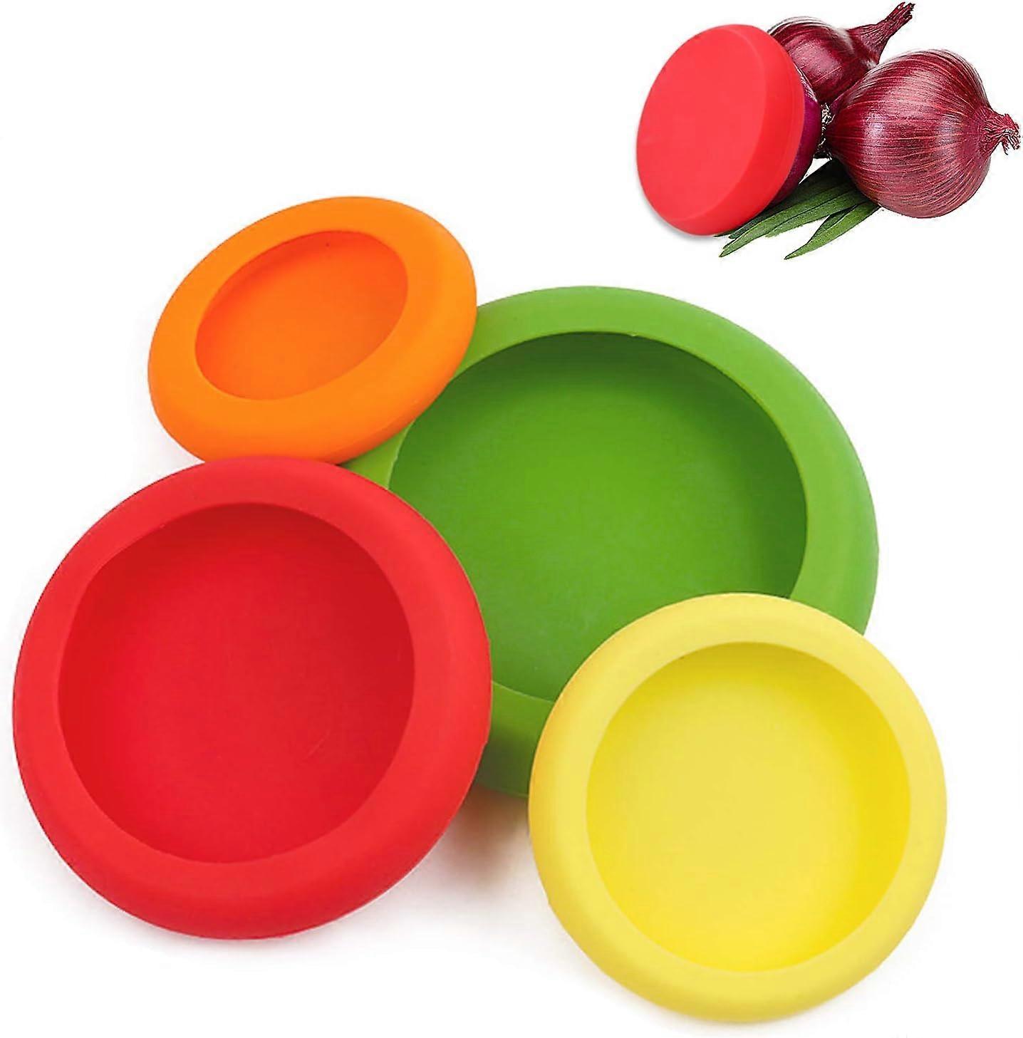 Couvercle en silicone extensible - lot de 4 Couvercle en silicone alimentaire flexible et réutilisable - Housse extensible pour la conservation des aliments
