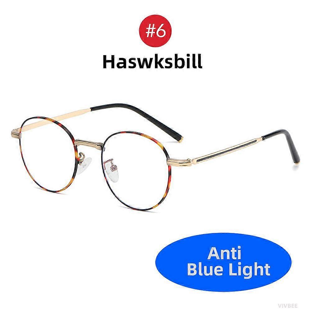 VIVIBEE Retro Luz Azul Óculos de Escurecimento UV400 Redondo Metal Clássico Computador Coreano Anti-Blue Ray Armação de Óculos Ópticos