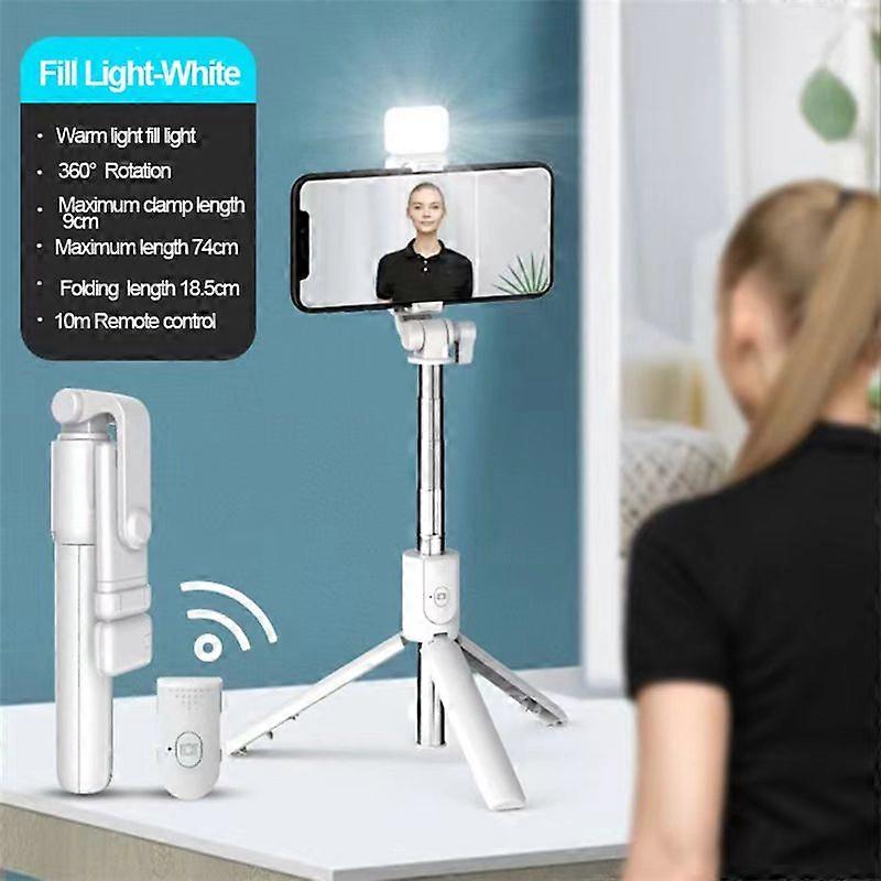 Selfie Stick Tripod Wireless Bluetooth Remote Control Telescopic Foldable Extendable With Fill Light 360 Rotation Phone Holder