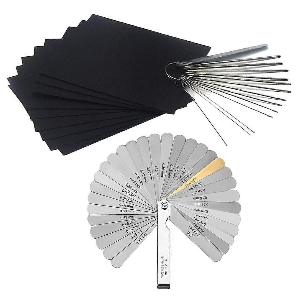 13Pcs Guitar Nut Files Set Bridge Saddle Nut Files + 32 Feeler Gauge Dual Marked Metric and I