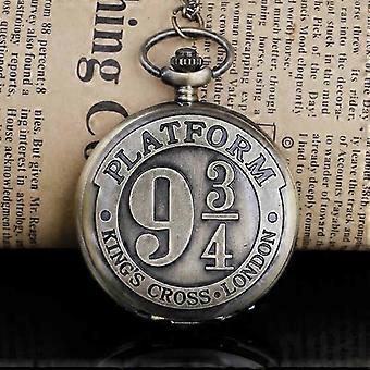 Hot Movie Classic Fictional Train Cross 9 3/4 Station Platform Logo Quartz Pocket Watch For Men Women Fashion Fob Chain Souvenir