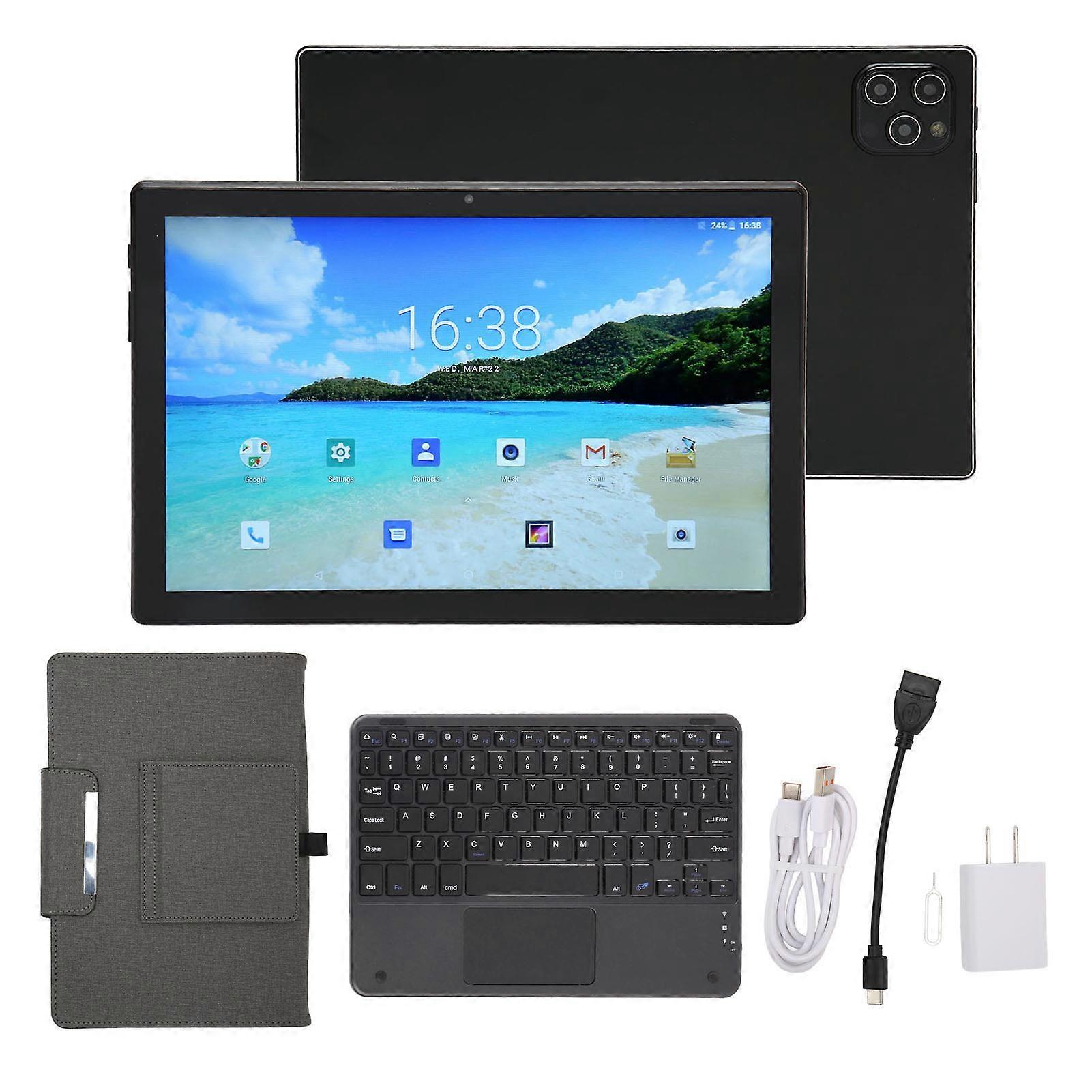 10.1 Inch Black 8GB RAM 256GB ROM Octa Core Dual Camera 5G WiFi 4G LTE Office Tablet with Case Keyboard
