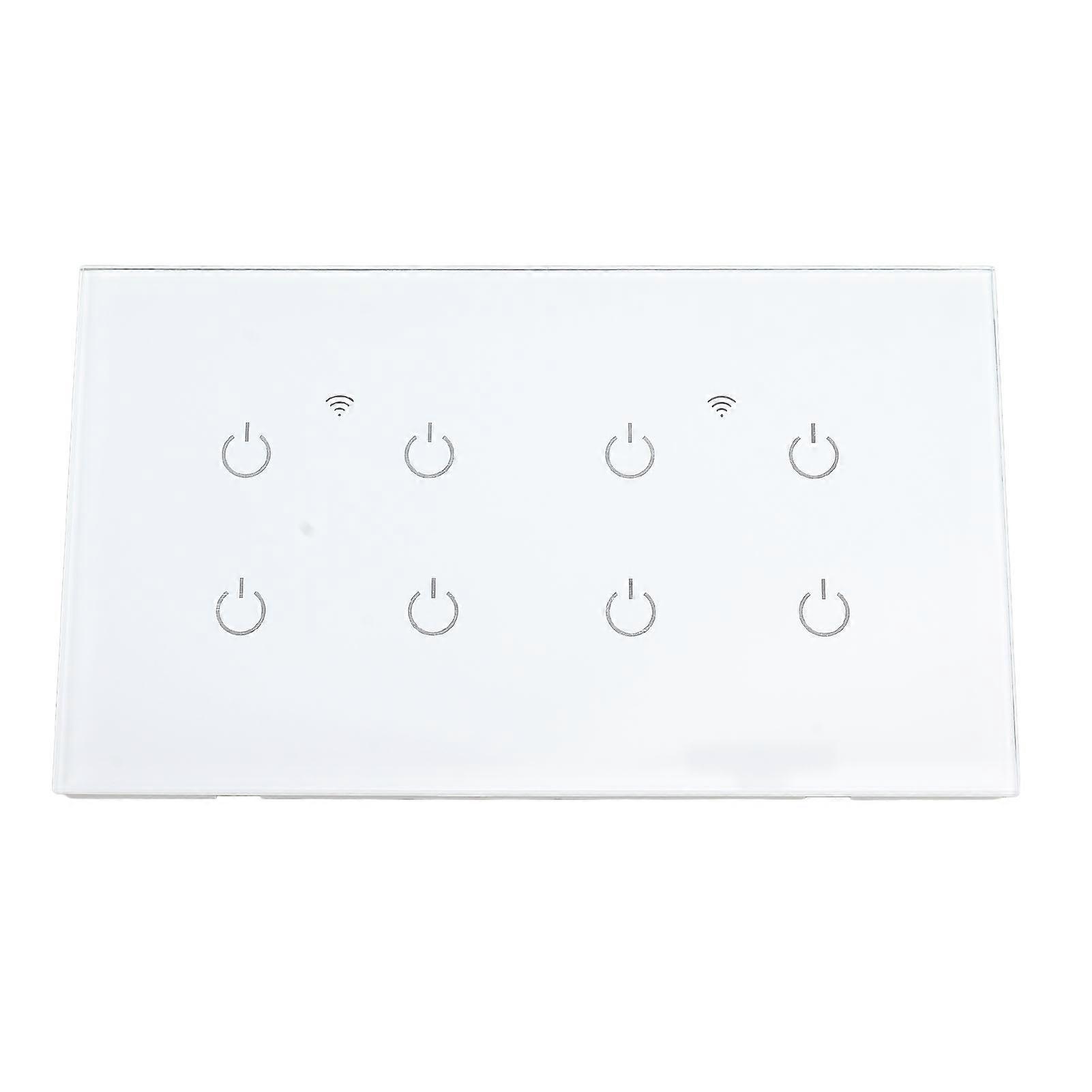 Wifi Smart Touch Switch 8 Gang Tempered Glass Panel IP44 Smart Light Switch Standard