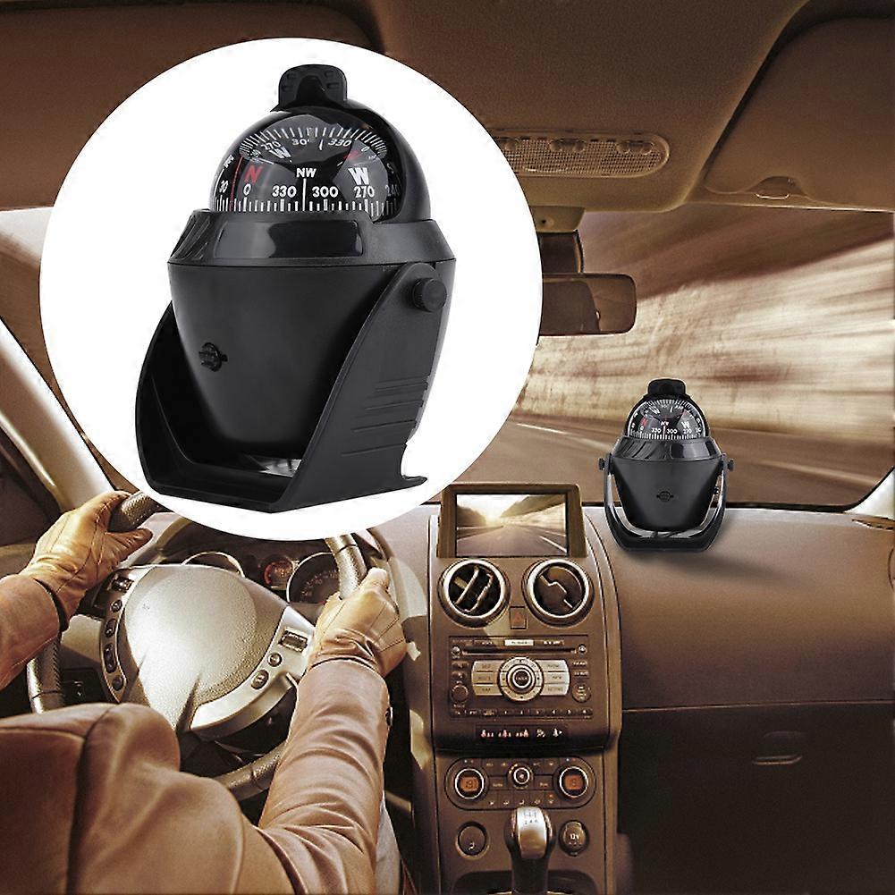 High Precision Electronic Pivoting Compass with LED Lighting for Marine Navigation Car Boat Black