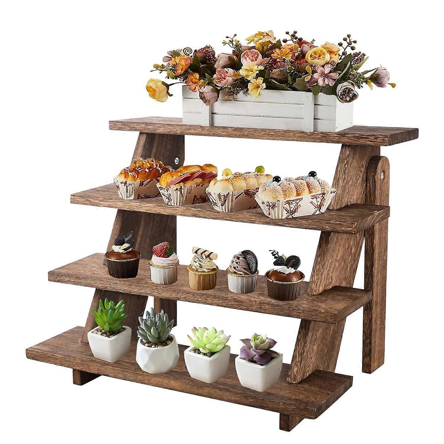 Multi-Tier Wooden Display Shelf Desktop Storage Organizer Rack for Home Office