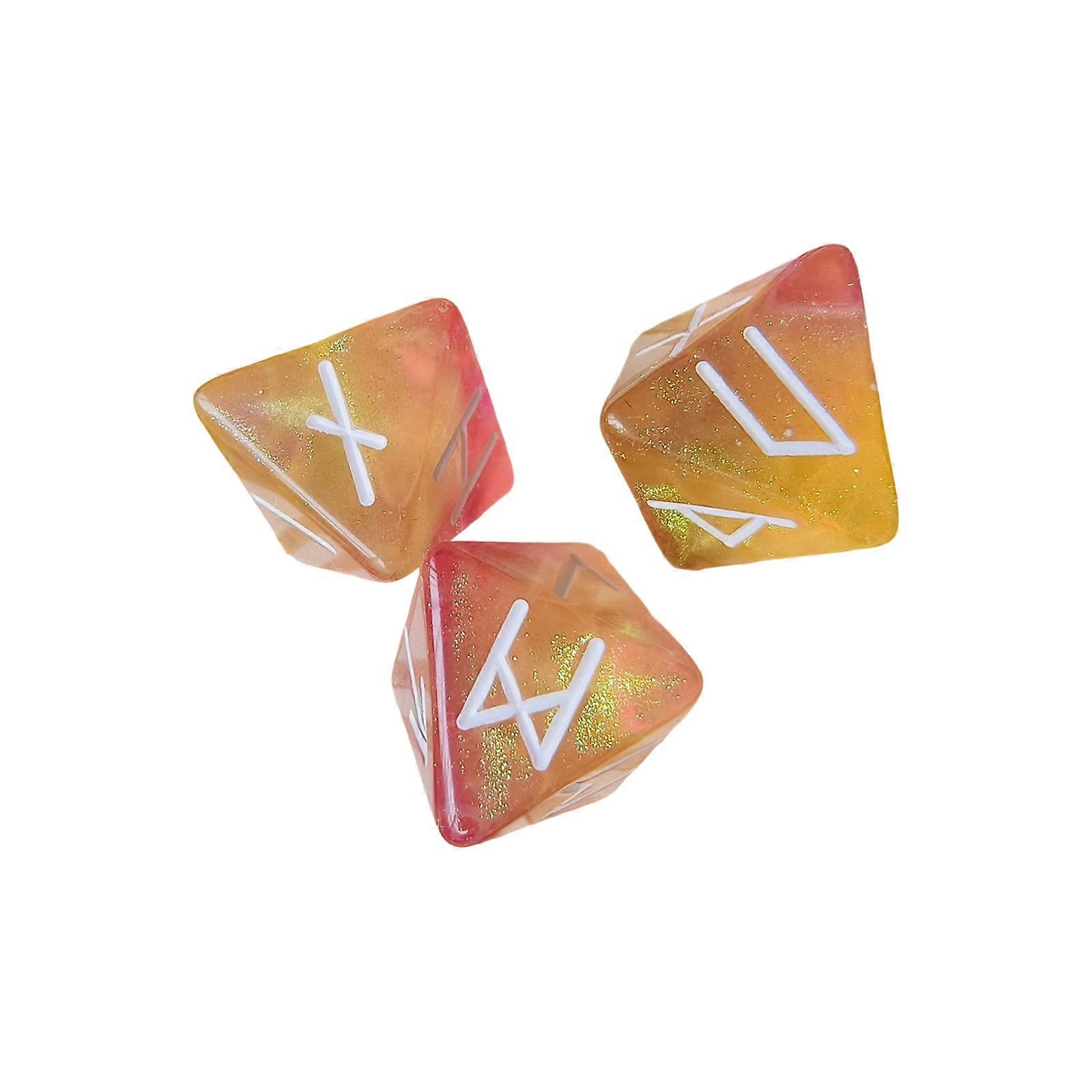 3pcs 8 Sided Divination Prediction Game Dices Exquisites Polyhedral Runes Dices for Strategic Tabletop Game Purple and gold