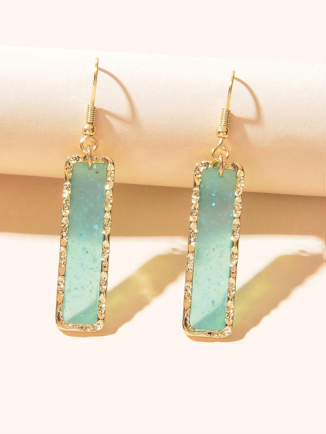 2pcs Fashionable Multicolor Glitter Acrylic Square Earrings