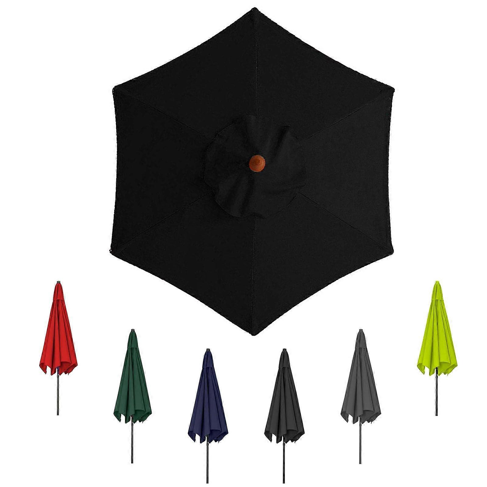 umbrella canopy replacement cover, 6/8 ribs, 3.0m/9.8ft Black