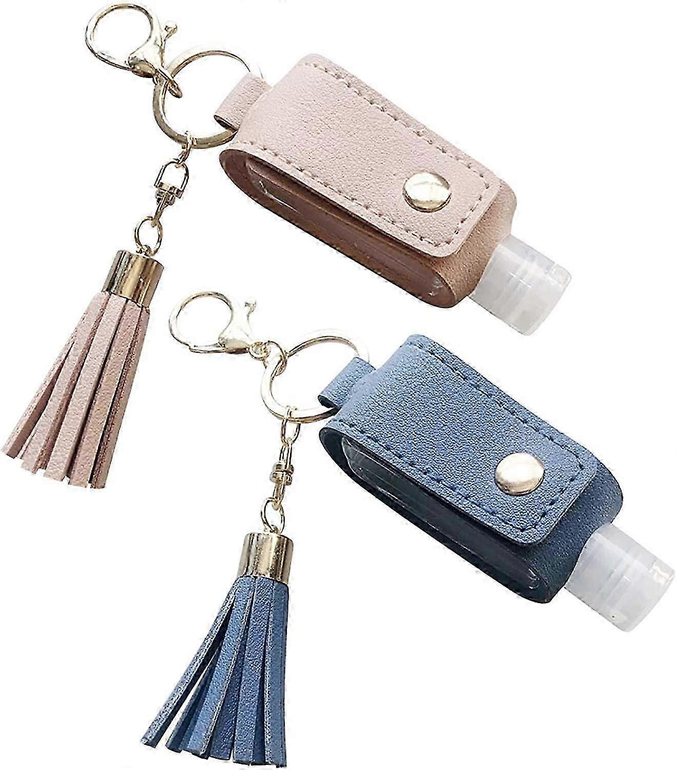 2 Pack 30 ml Leak Proof Refillable Leather Keychain Holder
