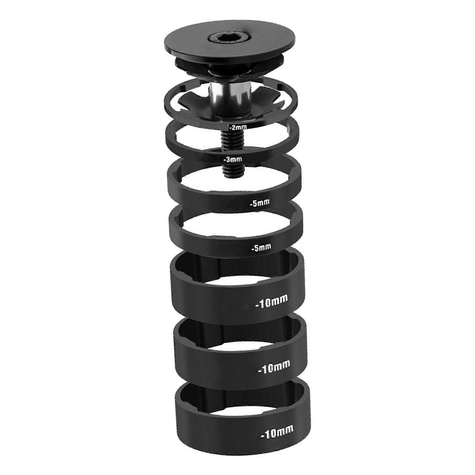 Bicycle Front Fork Headset Spacers, Aluminum Alloy Washers, Black, Compatible with Mountain Bikes, Size Specifications Included