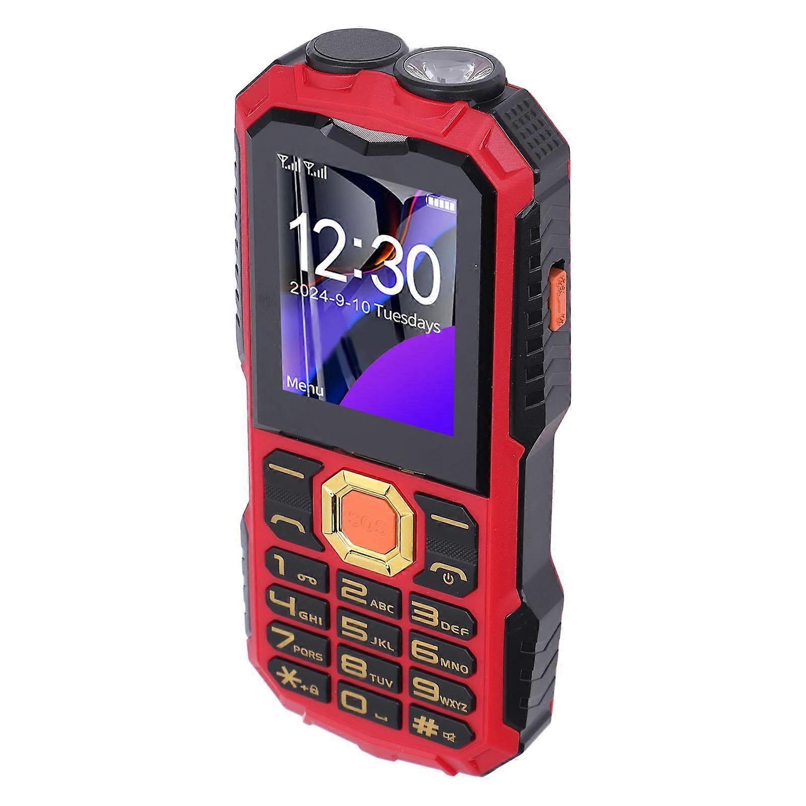 2G Elderly Mobile Phone 32MB and 32MB Ultra Thin Power Bank Dual Card Dual Standby Big Buttons Cell Phone with 4800mAh Battery for Senior Red 