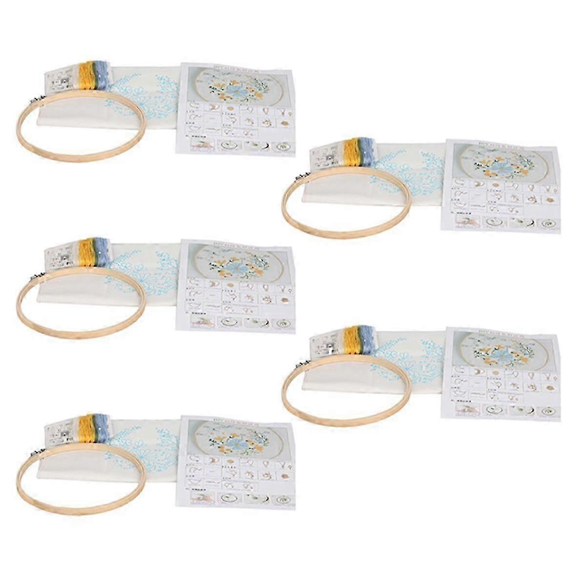 5-Piece Embroidery Set, Beginner Handmade Material Package, Printed Plant Patterns, Suitable for Ad